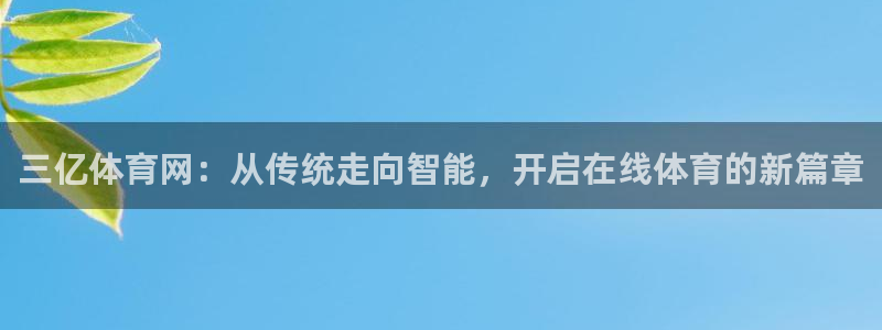 三亿体育网：从传统走向智能，开启在线体育